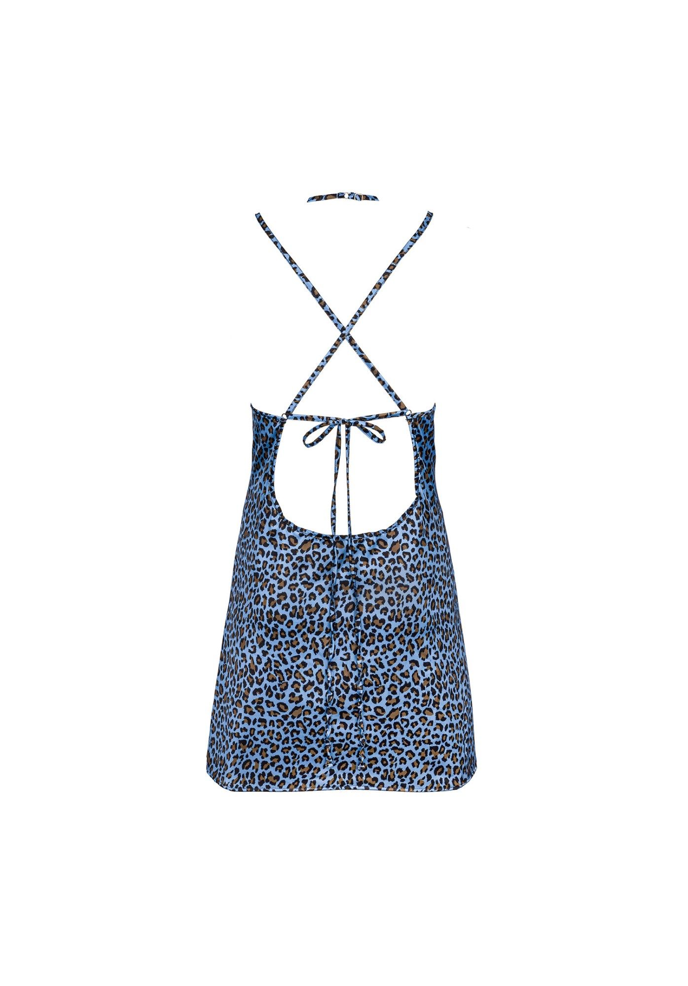 Tričko A Tanga Saténově Modré S Krajkou Panterka L/XL