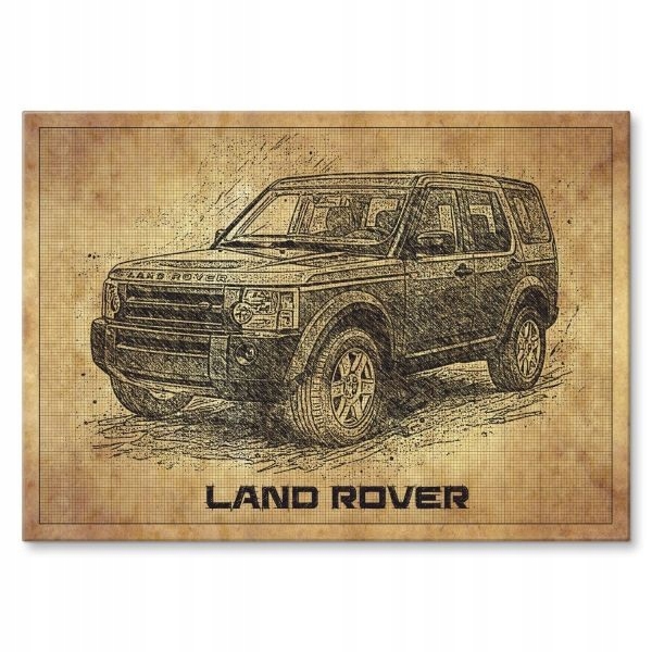 Velký kovový obraz do garážového pokoje autoservisu Land Rover