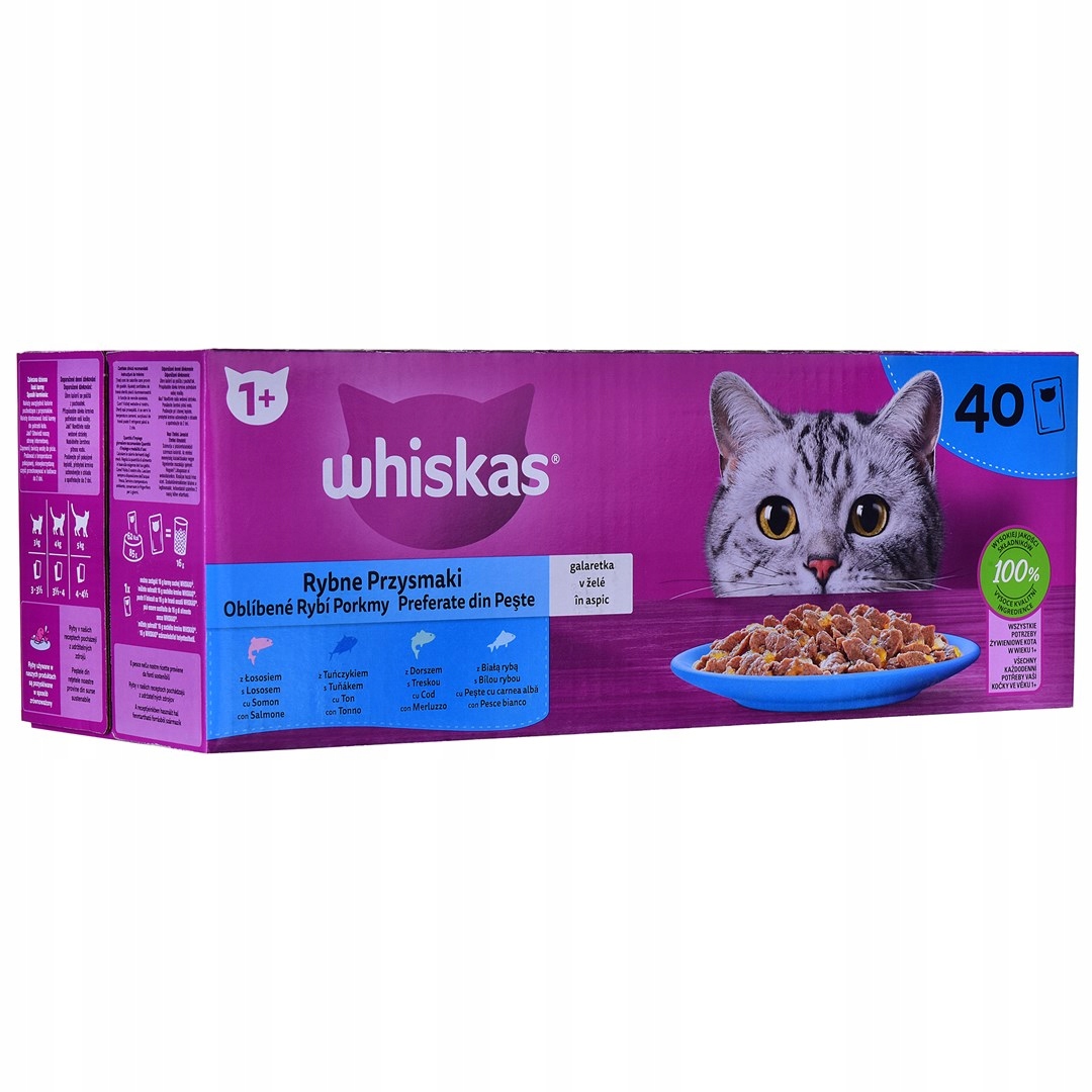 Levně Whiskas Rybí pochoutky v želé – mokré krmivo pro kočky – 40 x 85 g