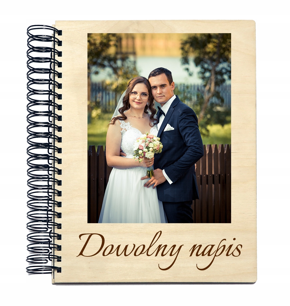 Album drewniany z Twoim zdjęciem napisem druk Uv bezpośrednio na drewnie A5