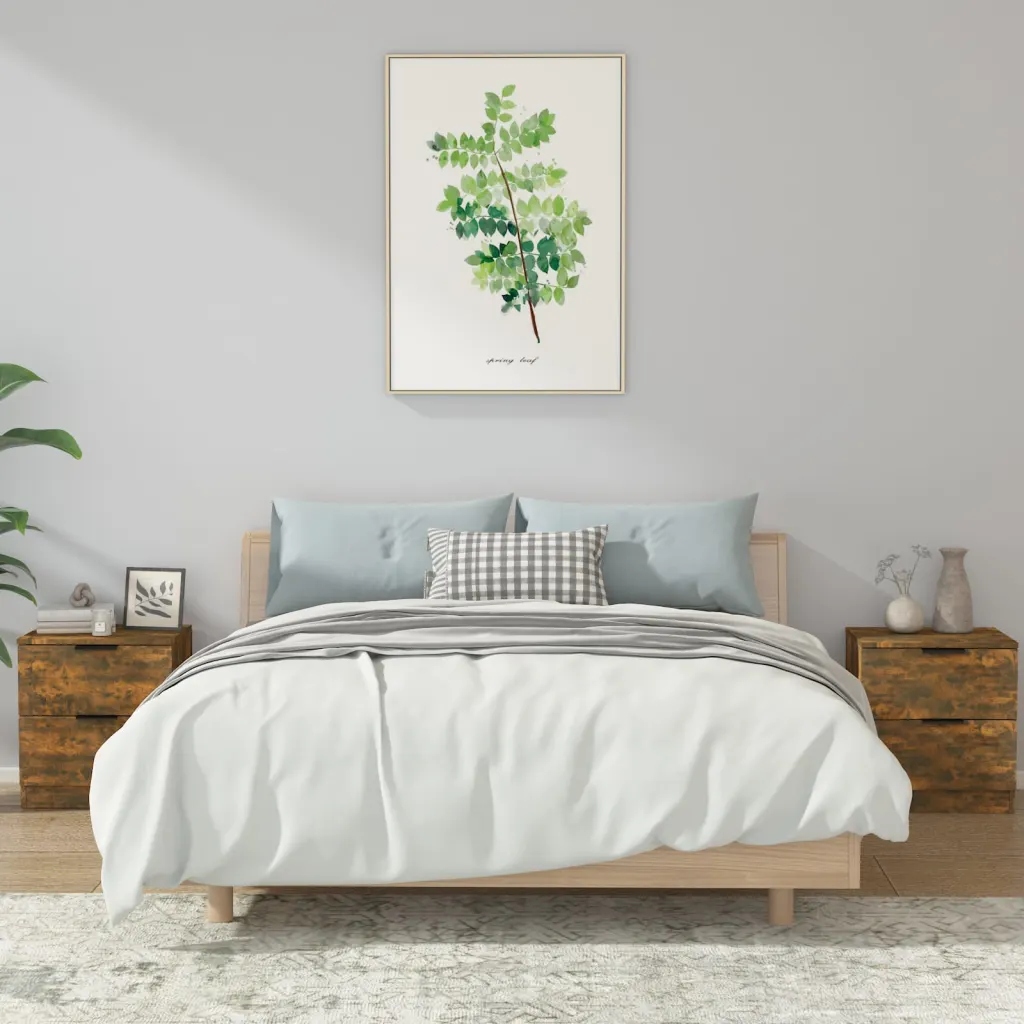 Petrashop Noční stolky 2 ks kouřový dub kompozitní dřevo Hnědá 817034