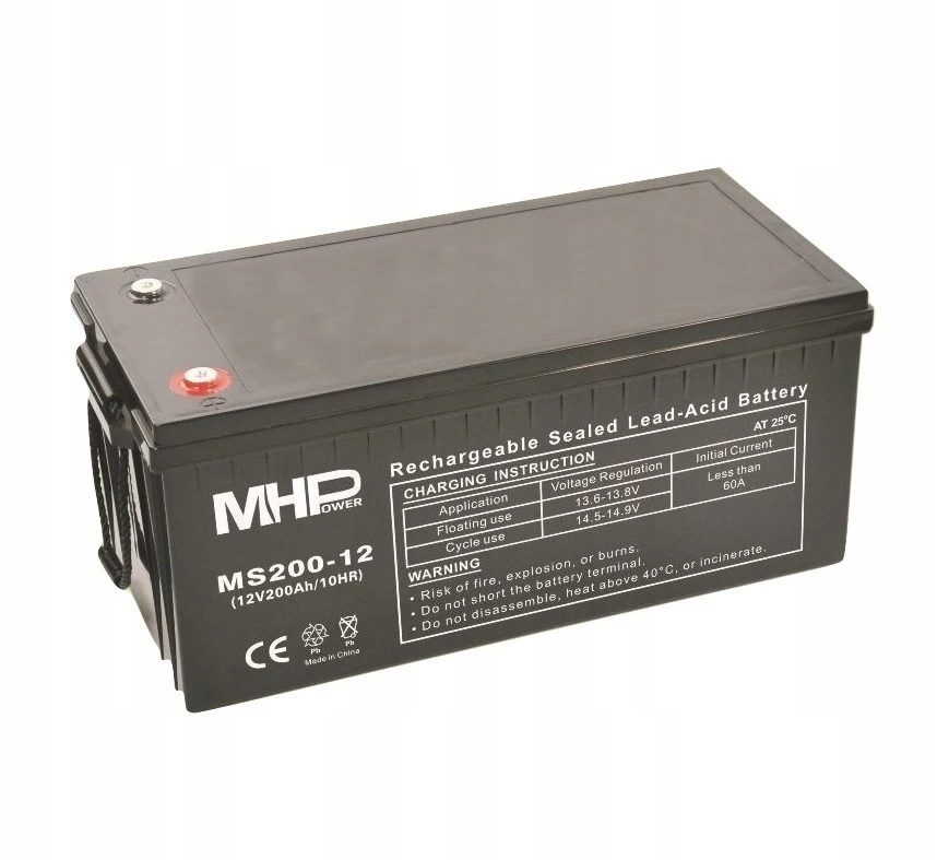 MHPower MS200-12 olověný akumulátor Agm 12V/200Ah, Terminál T3 M8