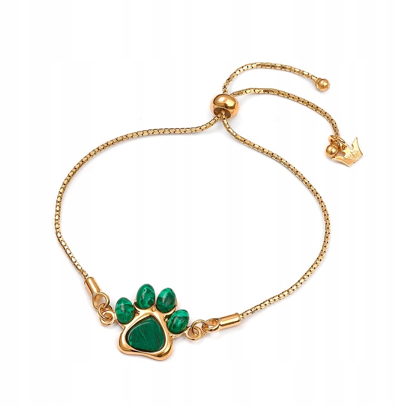 Zlatý Náramek S Malachitem Psí Tlapka Stříbro Pozlacený