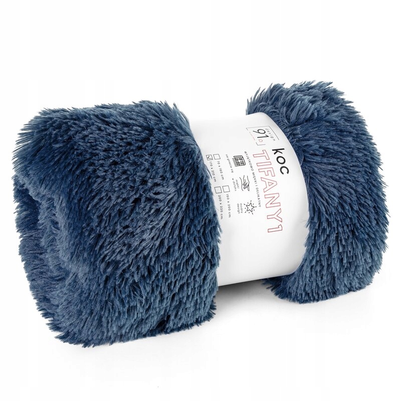 Deka přehoz 200X220 Tiffany modrý chlupatý pléd D91