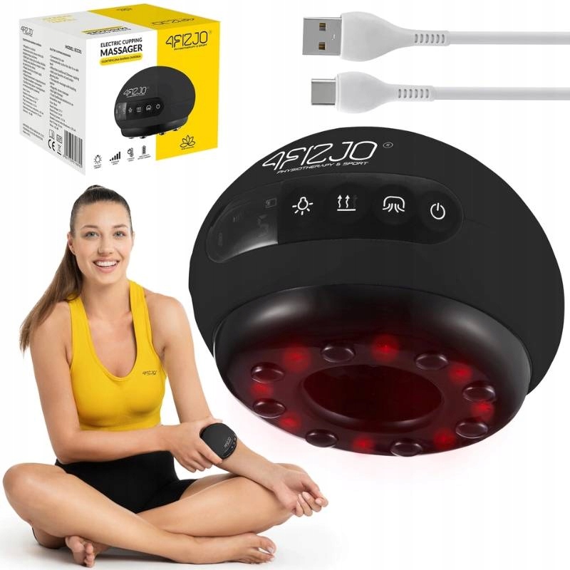 Elektryczna Bańka Chińska do masażu i terapii Podgrzewana 4FIZJO Czarna