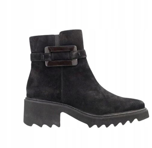 Ara Černé Kotníkové Boty S Módní Sponou Na Bloku 38 J6F