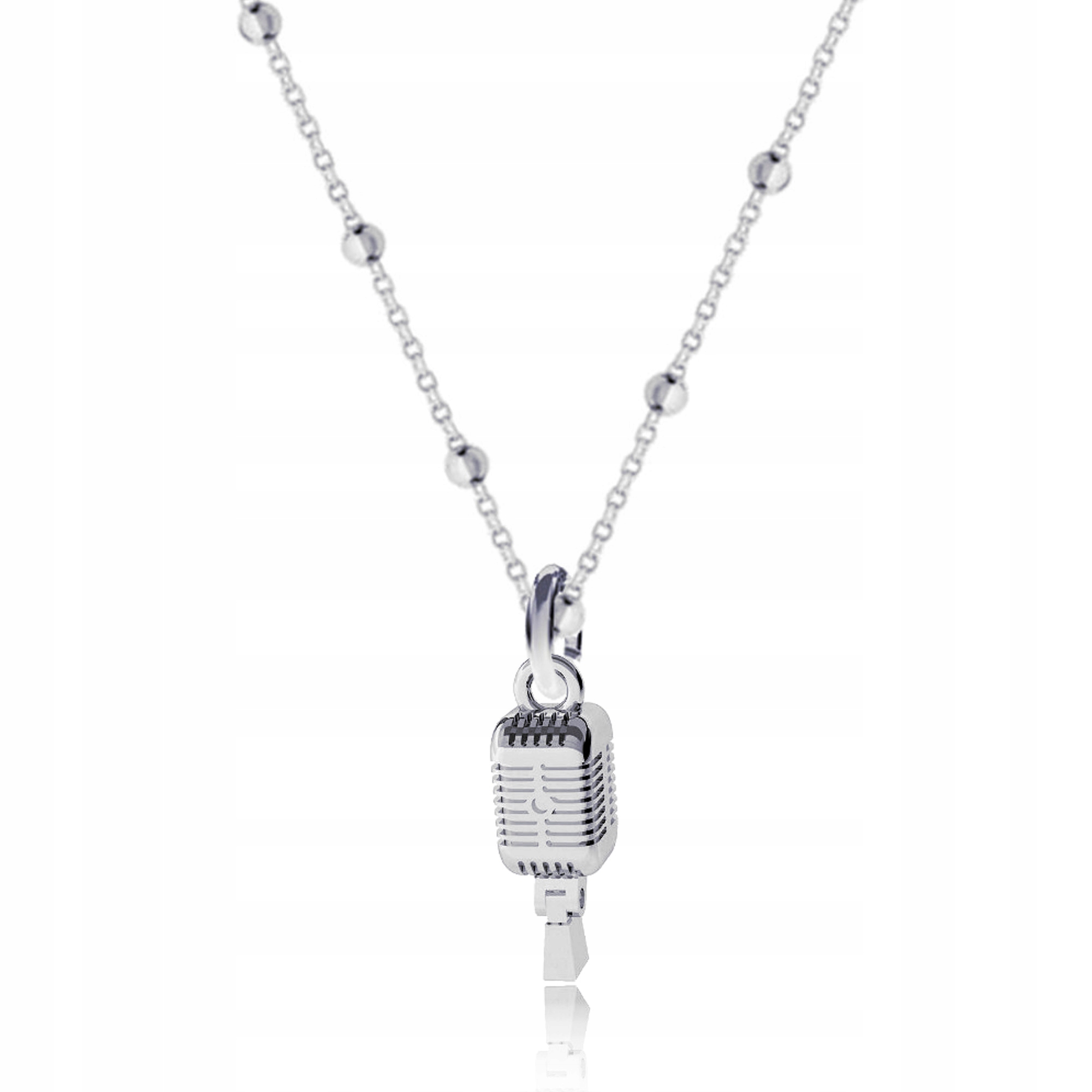 Mikrofon 3D Stříbrný kuličkový náhrdelník stříbro 925