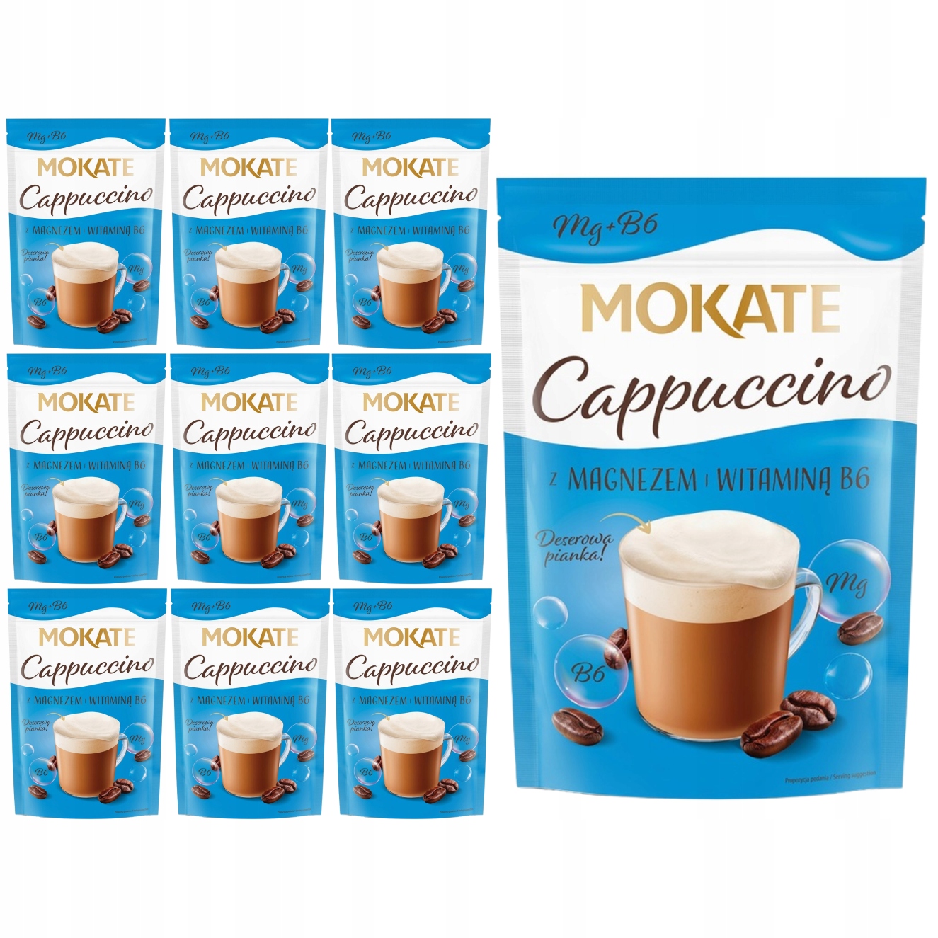 Levně Mokate Cappuccino s hořčíkem a vitamínem B6 110 g x 10 kusů