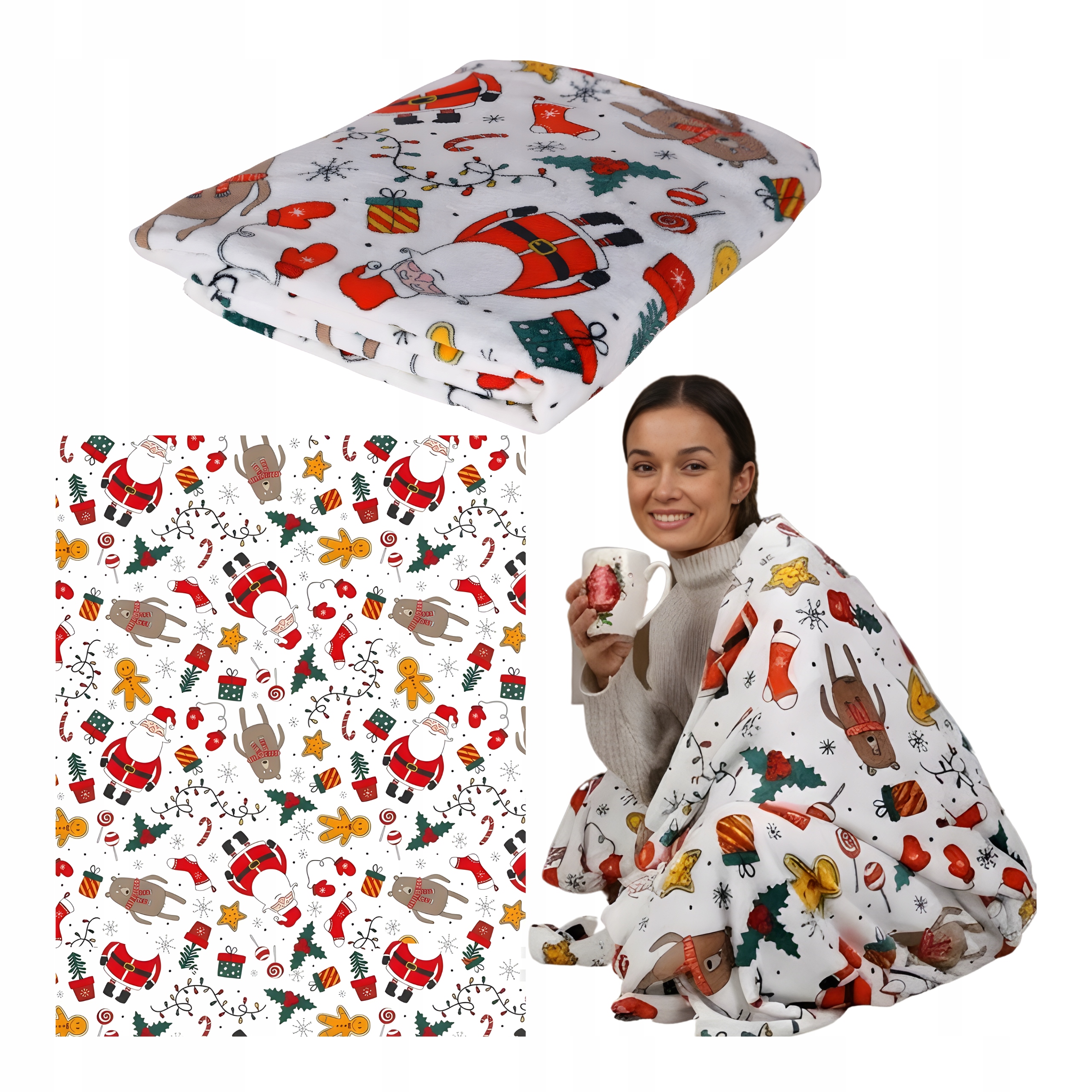 Vánoční deka na Vánoce Teplá měkká, tlustá na postel 200 x 150 cm