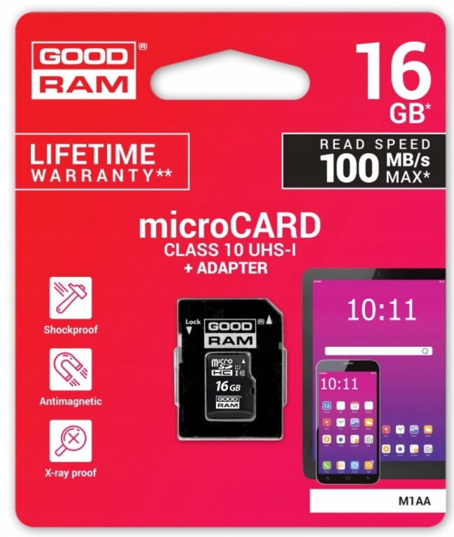 Goodram, Karta microSDHC 16GB CL10 adapter