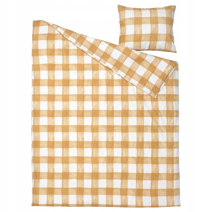 

Ikea Kantnepeta pościel 150x200/50x60 krata żółta
