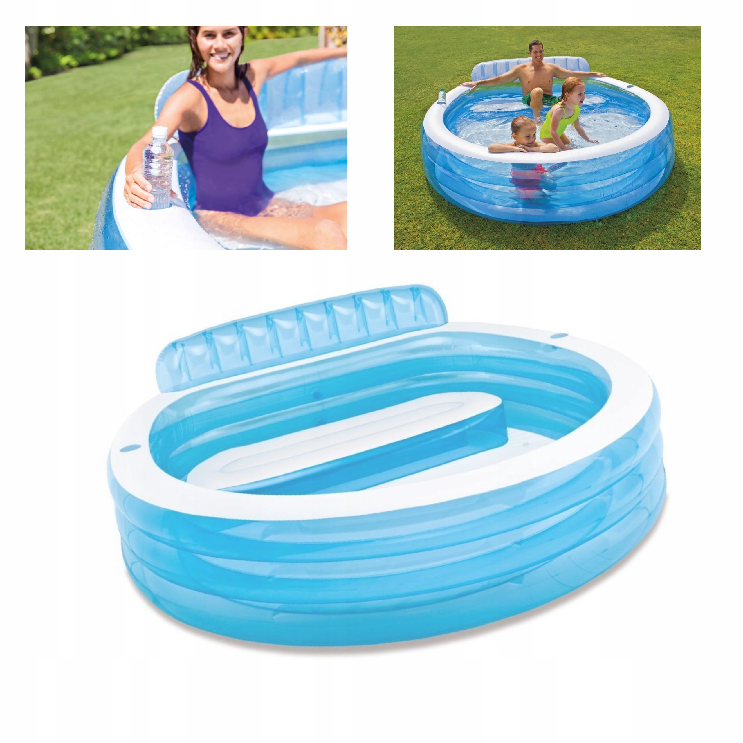 Basen Ogrodowy Dmuchany Rodzinny Z Siedzeniami 229X224 CM Intex