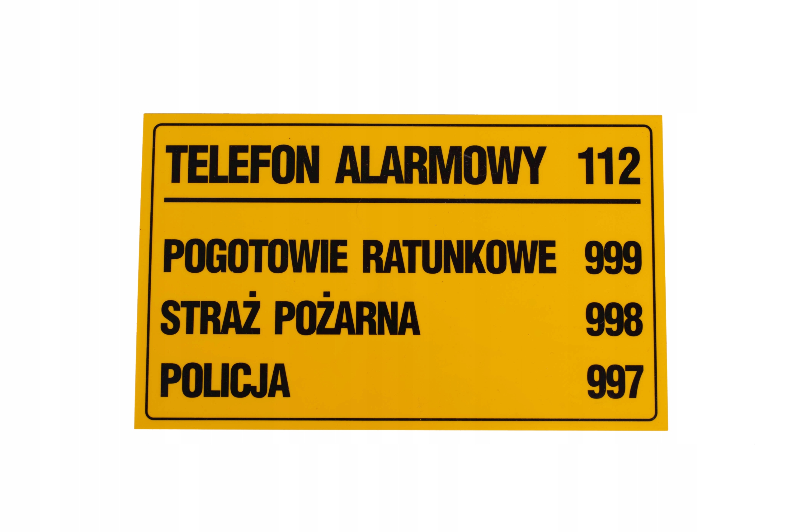 Tabliczka TELEFONY ALARMOWE 20x33