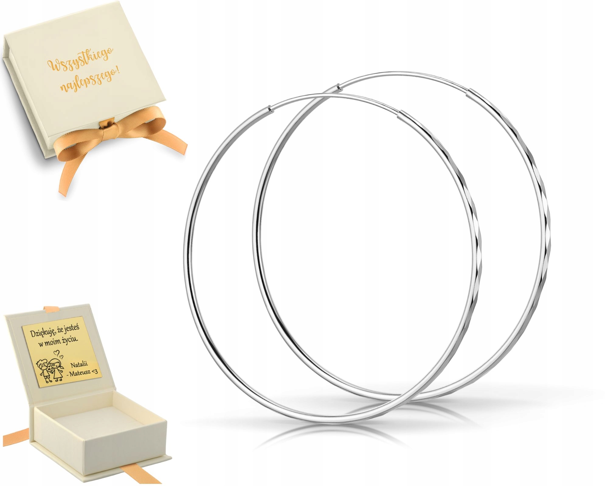 Náušnice Kola Nařezané Ze Stříbra Zkušební 925 Diamantové 4,3 CM 43 MM