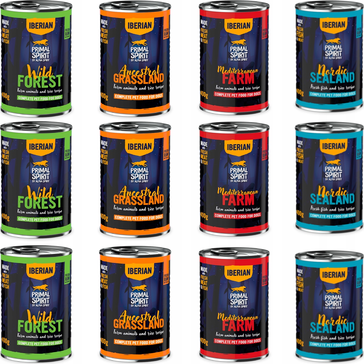 Primal Spirit Iberian Karma Mokra dla Psa Mix 12x 400g