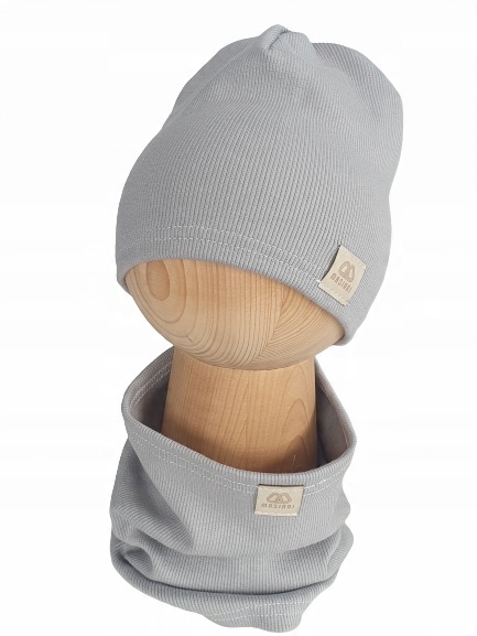 

Komplet Czapka i Komin, Prążek, Szary, 48cm-51cm