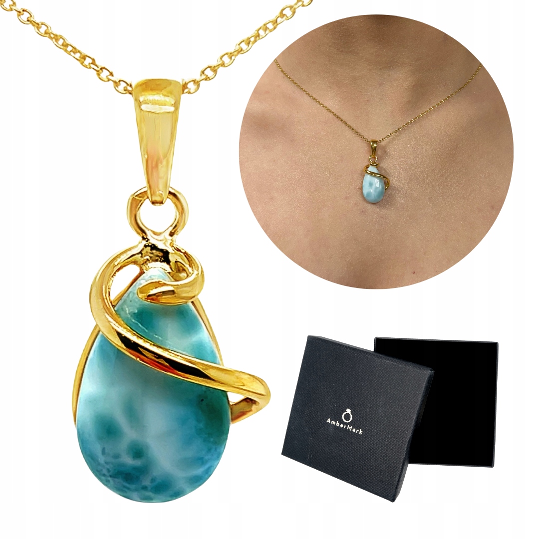 Přívěsek stříbrný pozlacený Přívěsek S Larimarem Modrý Film Zlatý