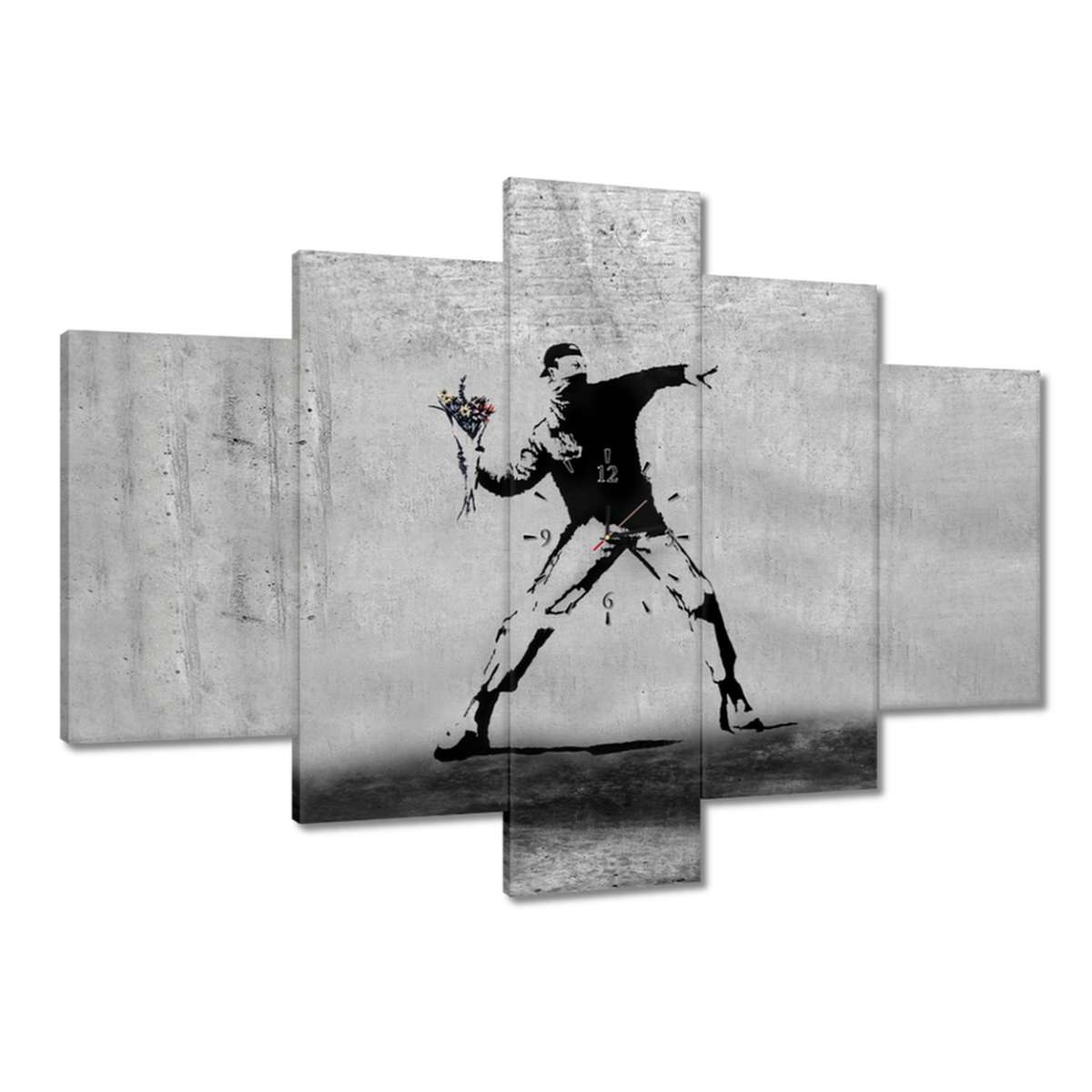 Hodiny 150x105 Banksy Kvetový vrhač