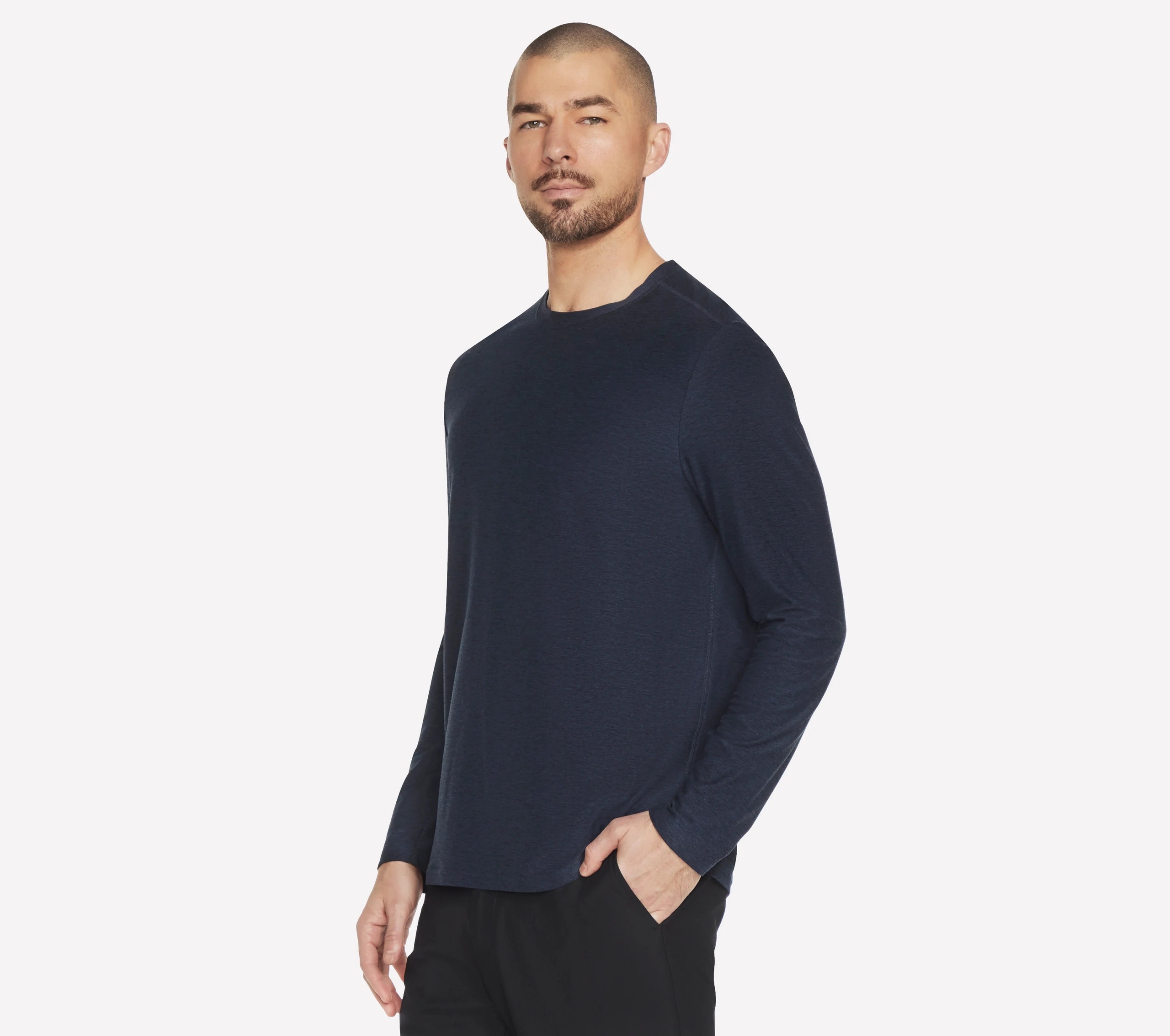 Tričko pánské Skechers Go Dri All Day Long Sleeve Tee tmavě modré LT115 Nv