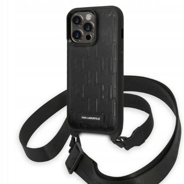 Etui Karl Lagerfeld Monogram Plaque Logo Strap na iPhone 14 Pro czarne