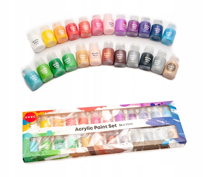 

Zestaw Farb Akrylowych Duży Komplet 24szt x22ml