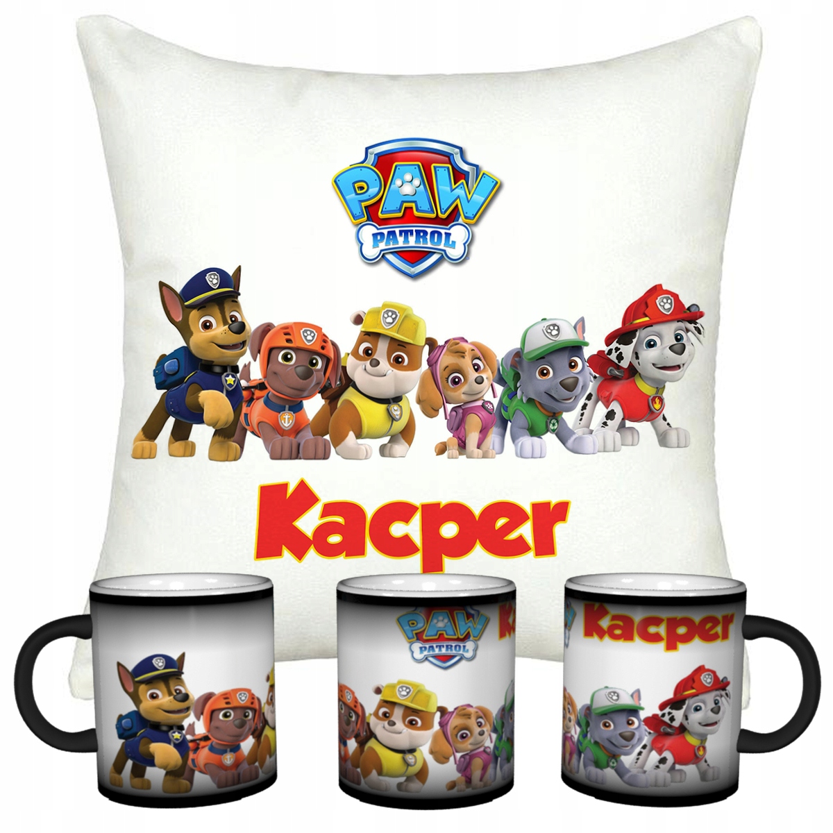 

Zestaw Psi Patrol Magiczny Kubek Poduszka Imie