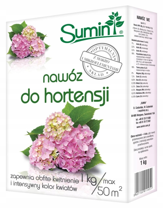 

Nawóz do hortensji 1kg Sumin