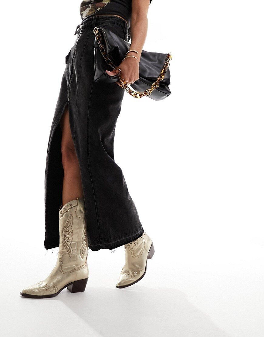 Stradivarius Złote metaliczne kowbojki 38