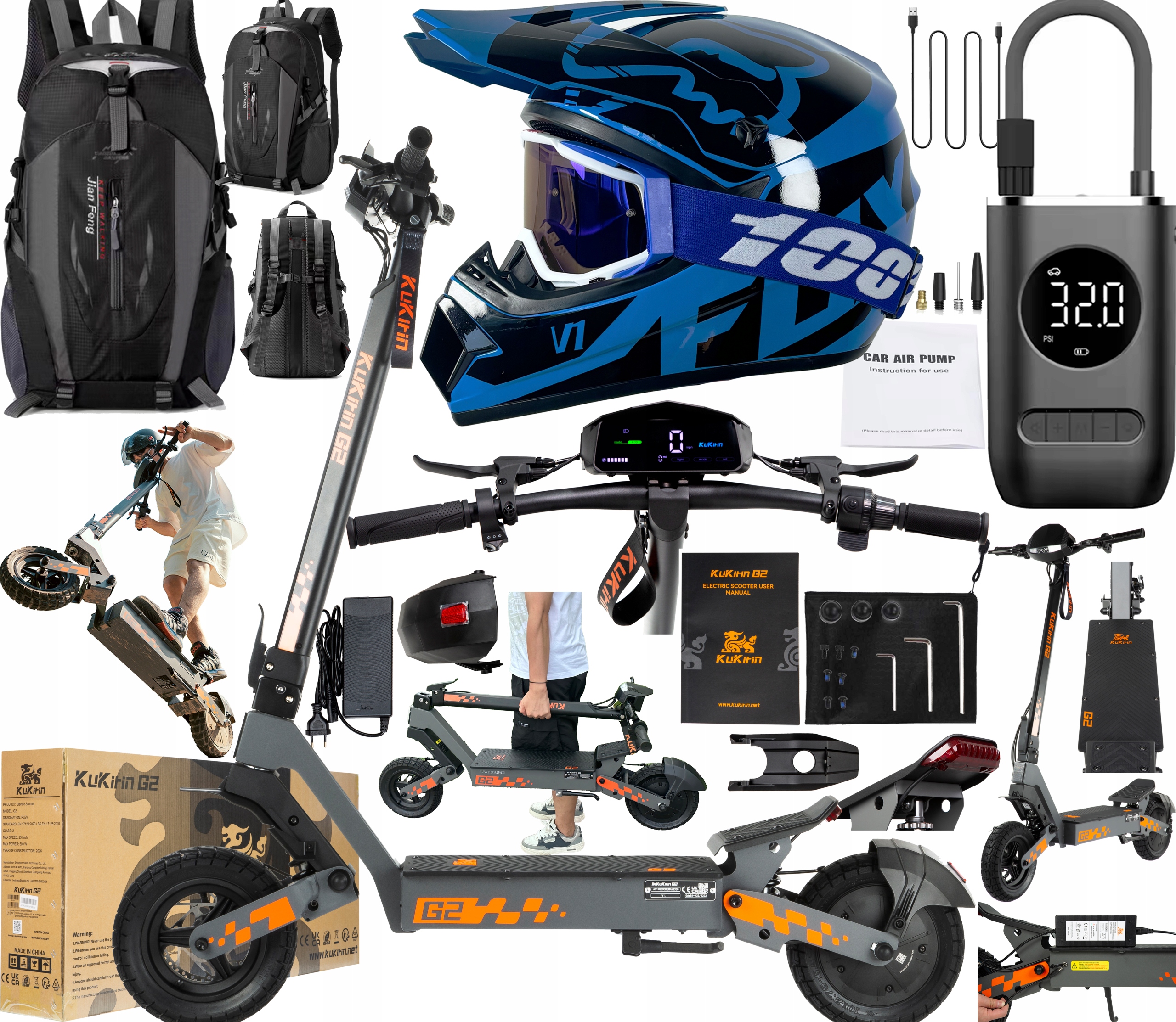 2026 KuKirin G2 Elektrická vozidla 48V 15Ah 800W 45KM/H 55KM 10" +Dárek