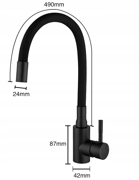 BATERIA KUCHENNA CZARNA WYLEWKA KRAN GIĘTKA ELASTYCZNA ZLEWOZMYWAKOWA FLEX Kod producenta 400156