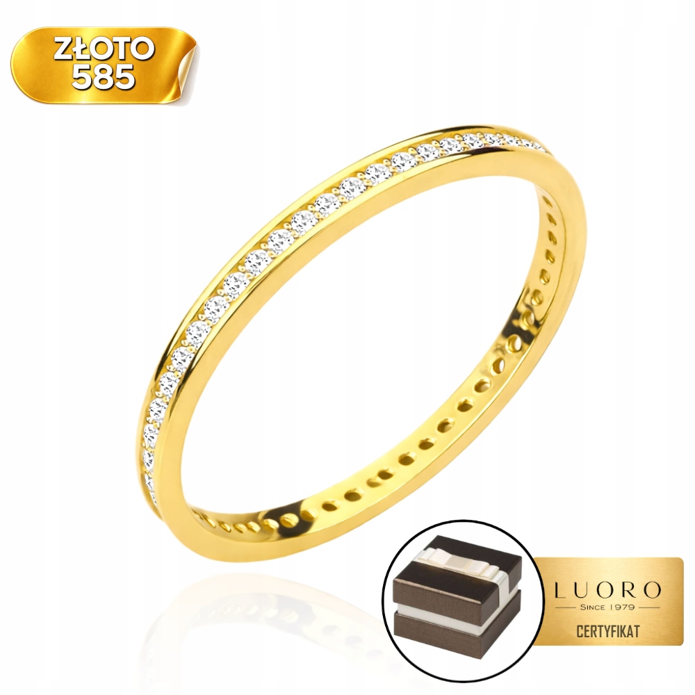 Prstýnek 585 14K Jednořadý Zirkony Jemný R24