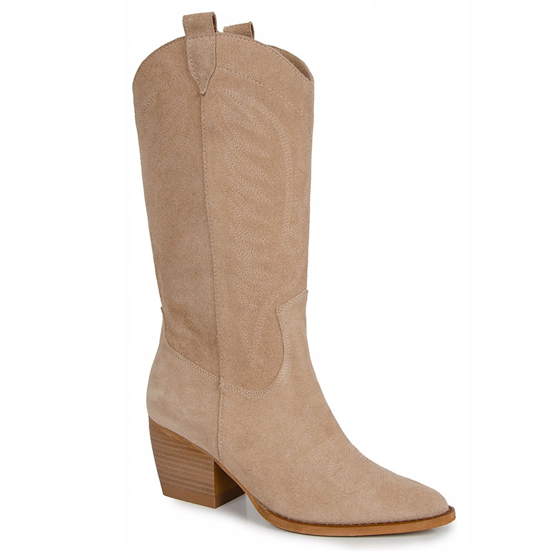 Carinii B9530 Jarní Kovbojské Boty Semišová Kůže Béžová 40