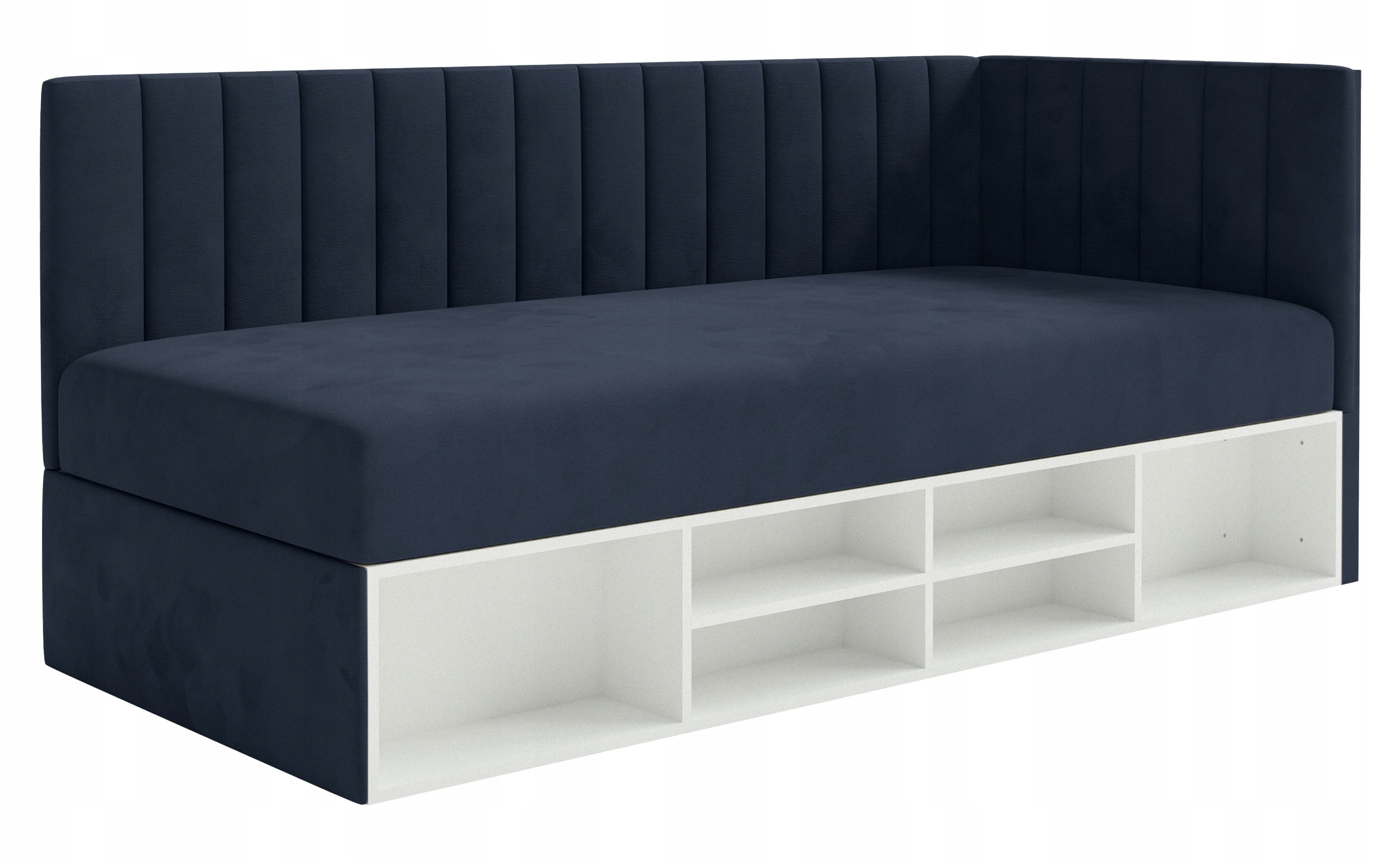 Postel pro mláděž 90x200 cm Ventrio tmavě modrá, hydrofobní velurová pravá