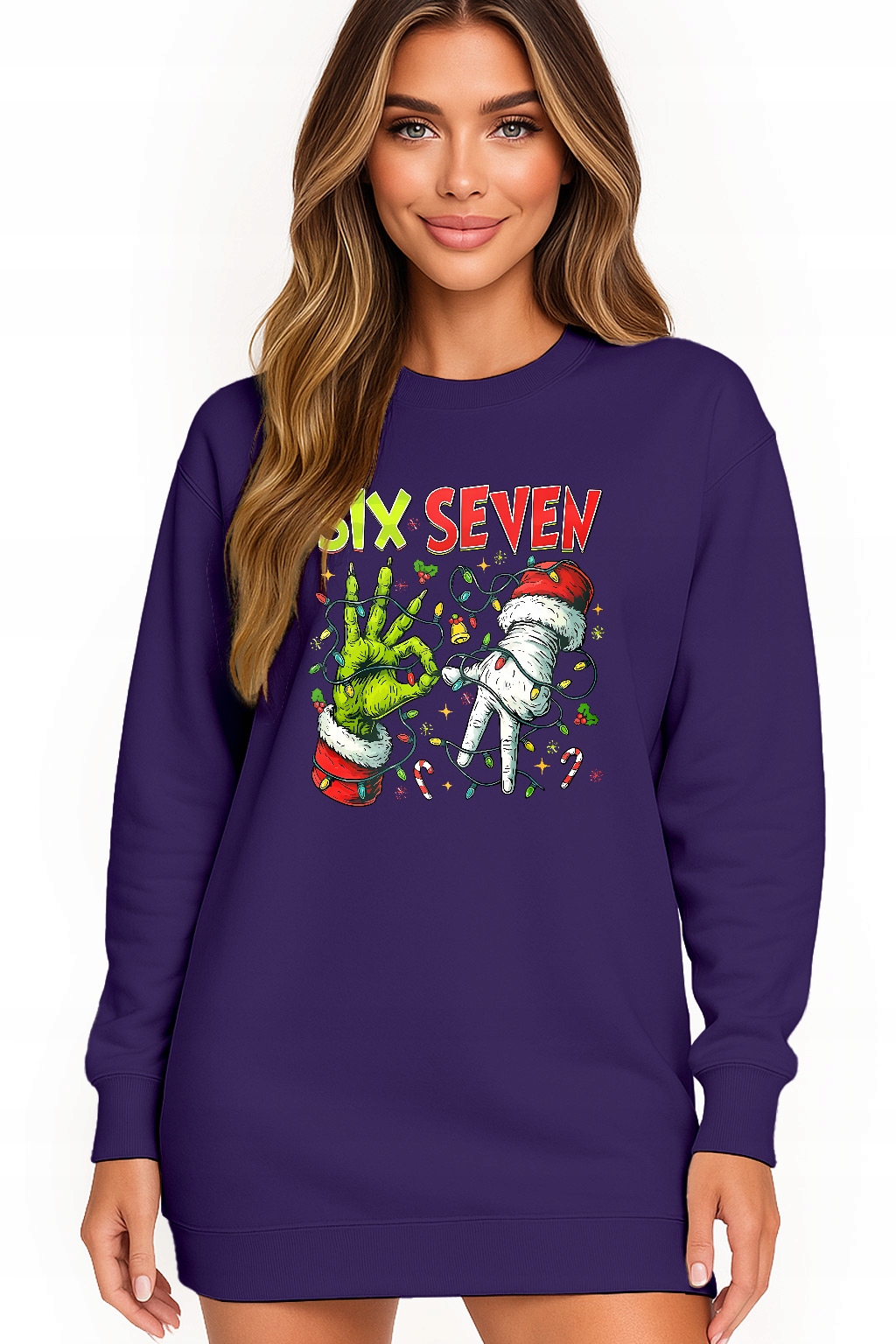 Mikina Vánoční Oversize Šaty Six Seven 67 Grinch Dárek M