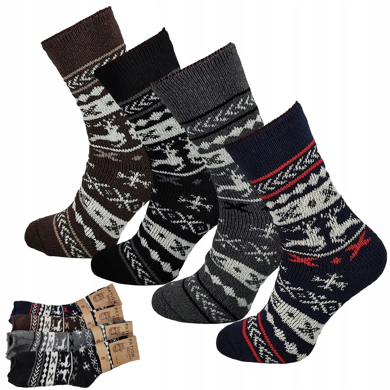 Ponožky Vlněné Alpaka pánské 4 Páry zimní silné teplé Dlouhé 40-43