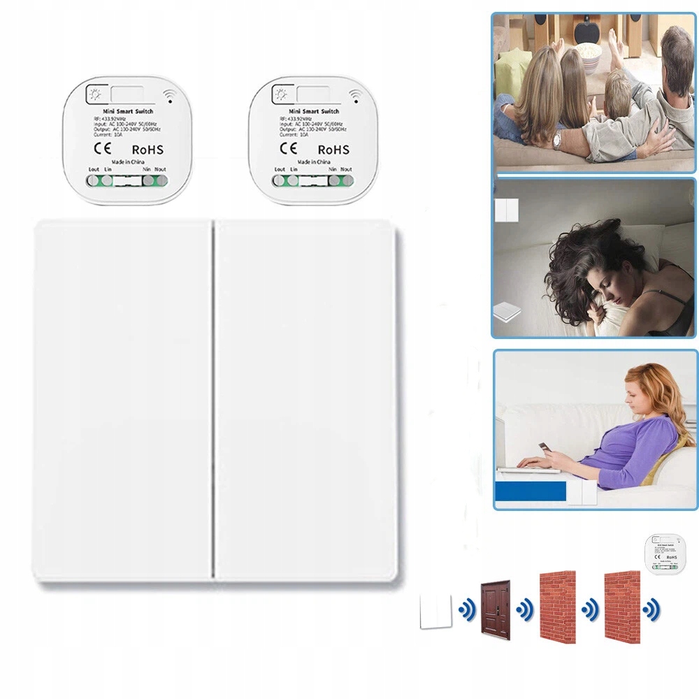 Bezdrátový spínač světla 1 vysílač 2x přijímač Set