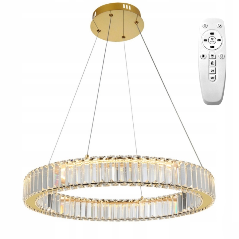 Závěsná Lampa Zlatá Křišťálová Glamour Led Lustr 3000K-6000K S Dálkovým Ovládáním