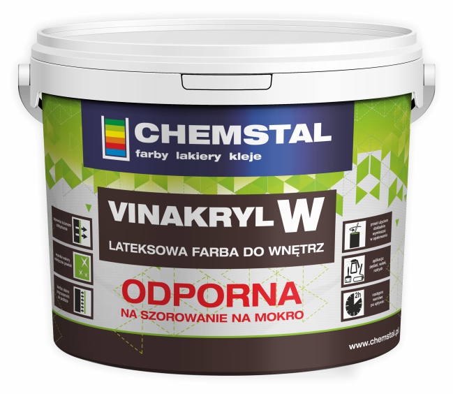 Bílá barva na stěny Vinakryl W 10 L