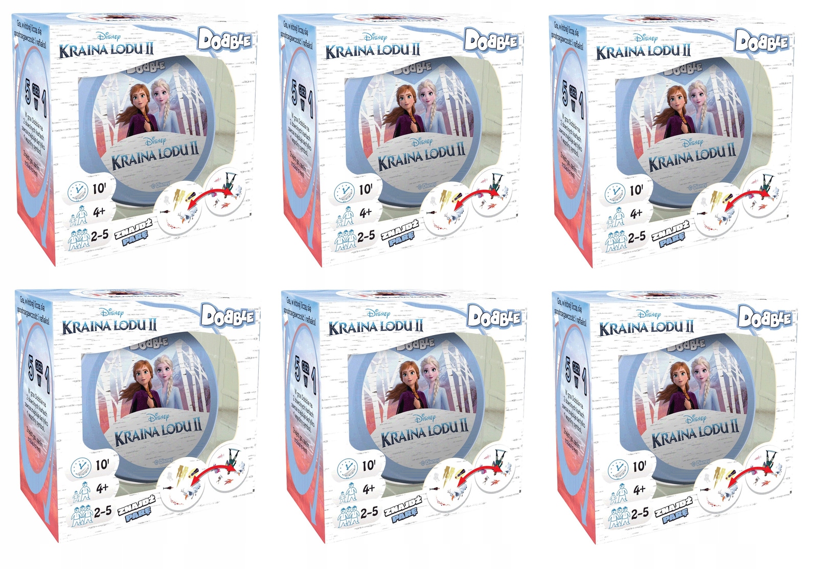 6x Dobble Frozen 2 gra planszowa karciana karty Doble dople Disney Kraina