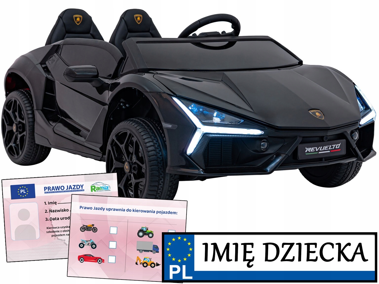 sportowy Samochód na akumulator Dla Dzieci Lamborghini Revuelto XL pilot
