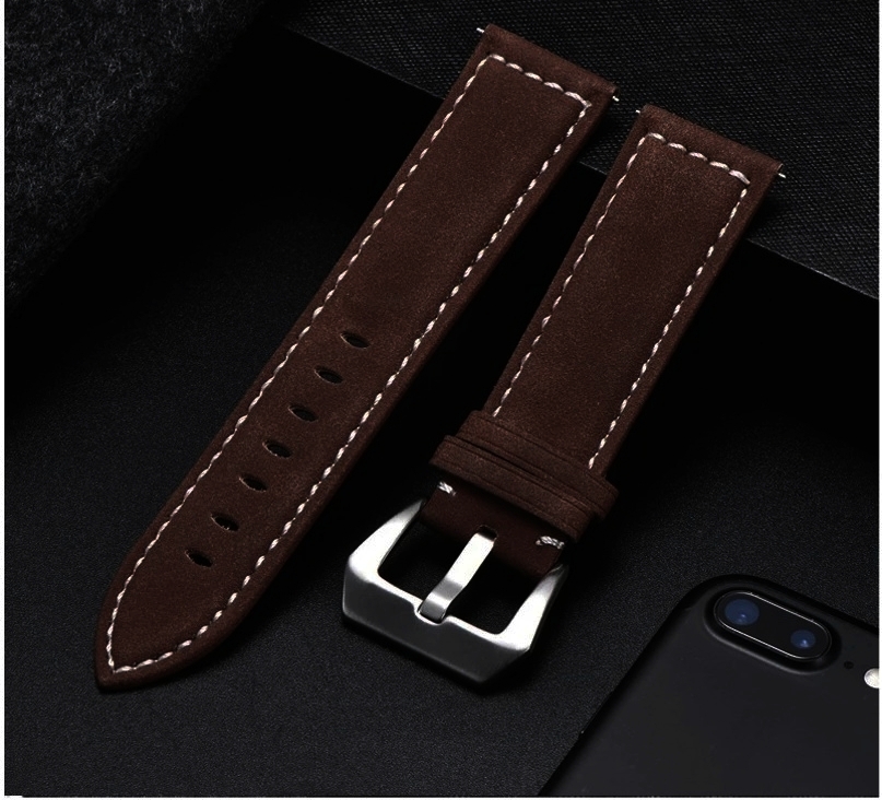 Pasek do męskiego damskiego smartwatcha 22 mm brązowy naturalna skóra