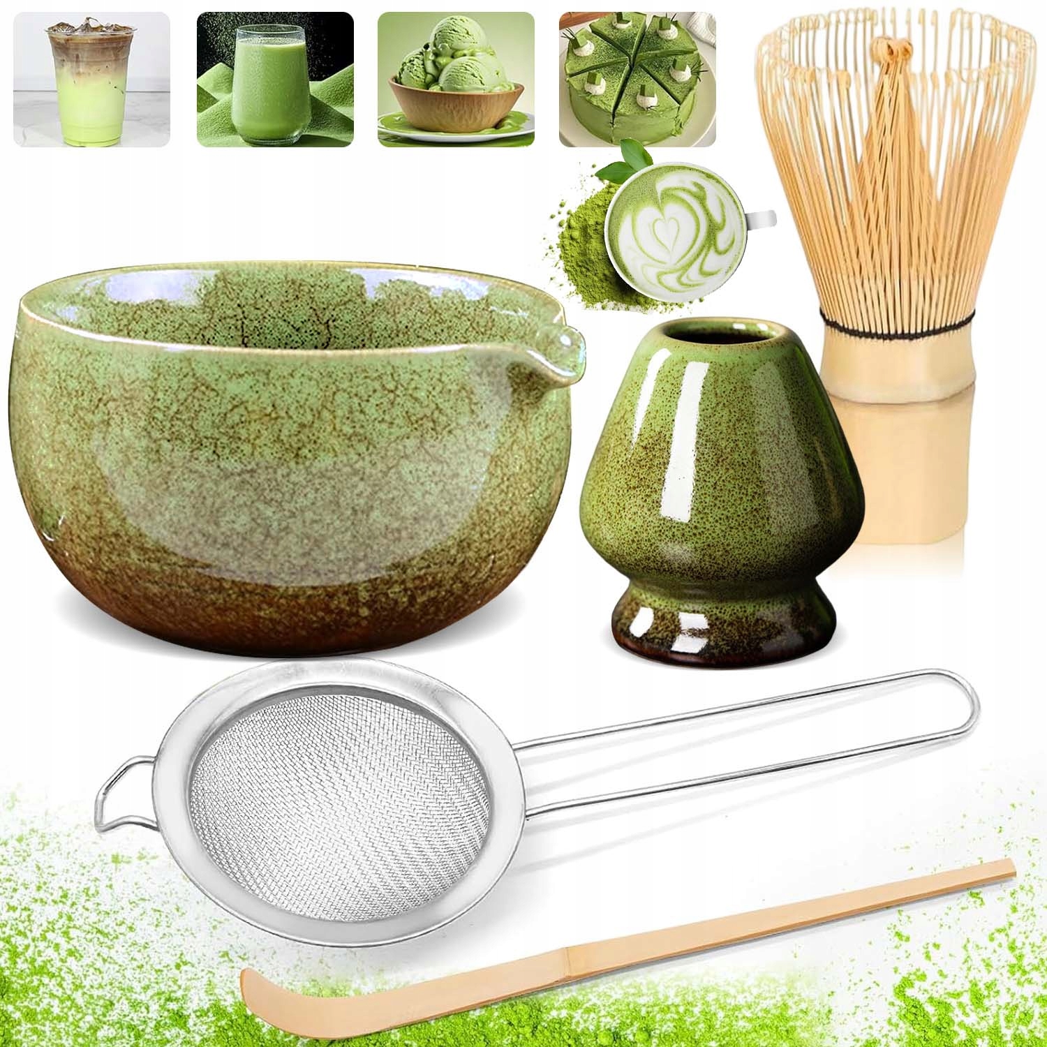 Levně Bambusový Dárková Sada Čaje Matchy Chashaku Šlehací Metla Lžíce 5 Ks
