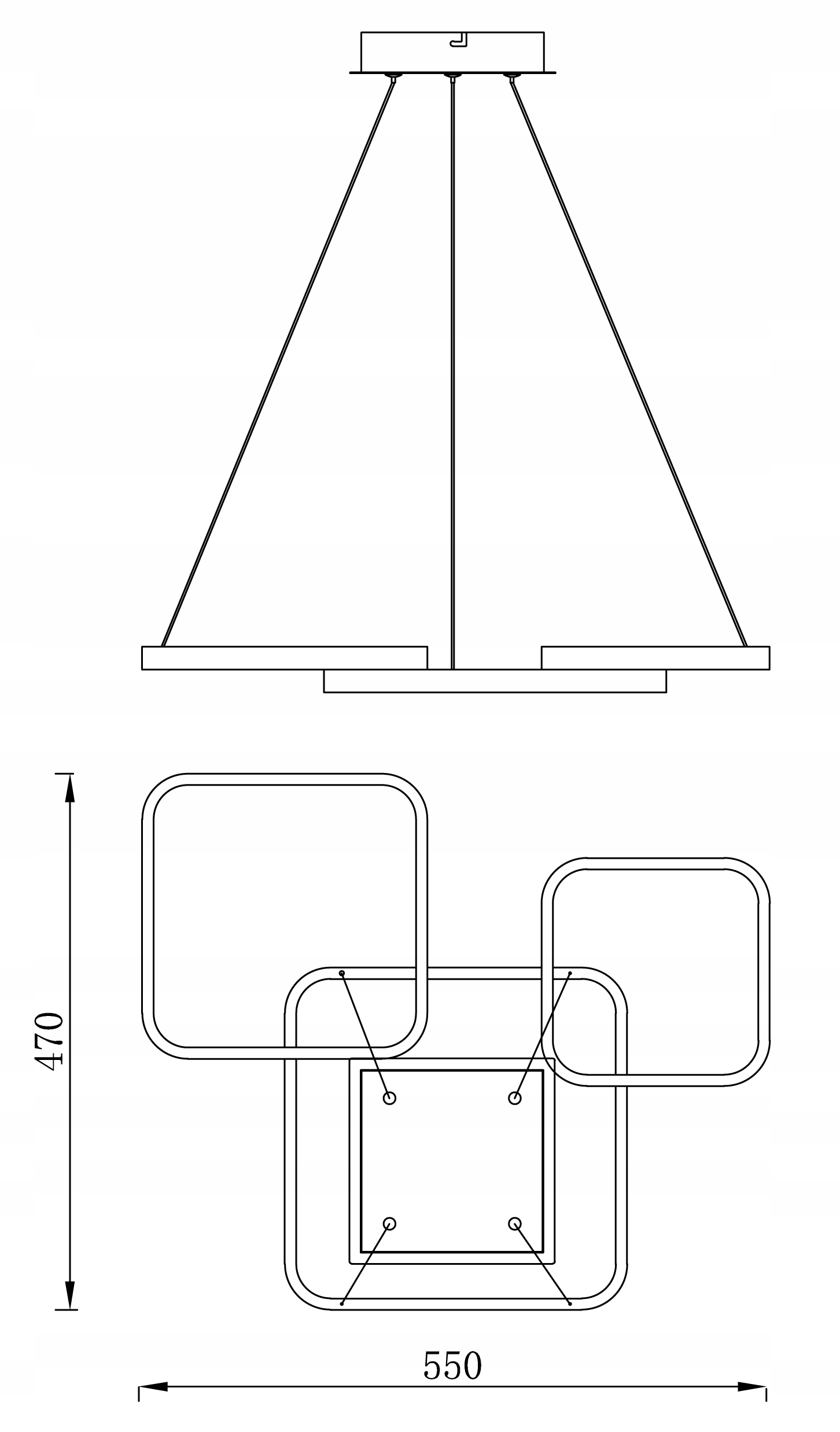 Lampa wisząca BOGOTA żyrandol LED ring kwadrat 46W Klasa efektywności energetycznej G