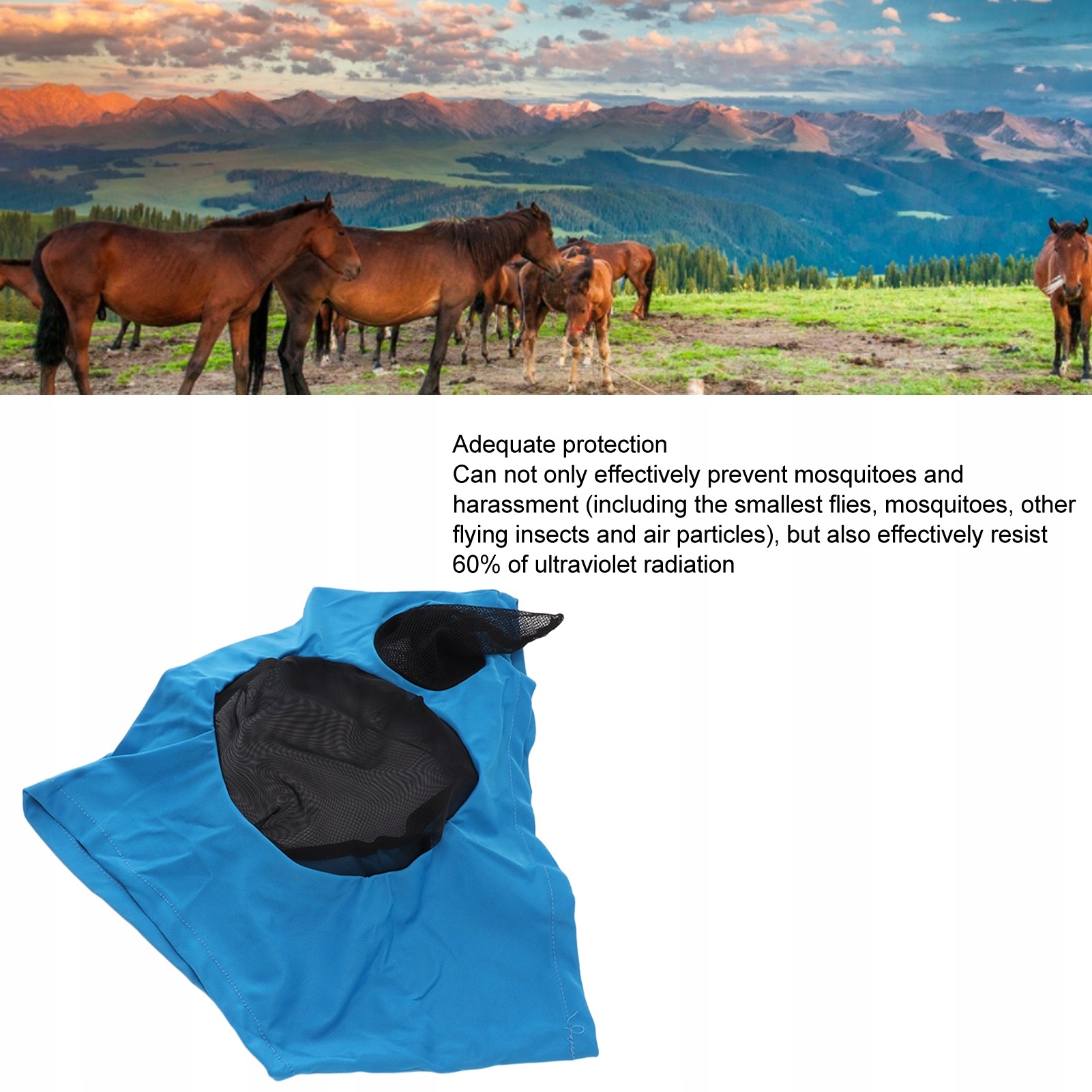 MASKA PRZECIW OWADOM TWARZY KONIA ODDYCHAJĄCA Rozmiar Shetland