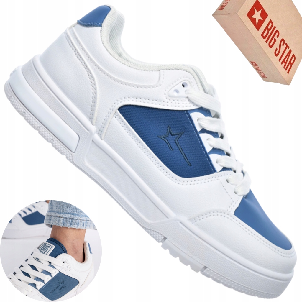 Sneakersy damskie Big Star RR274A250 biało niebieskie na platformie eko skó
