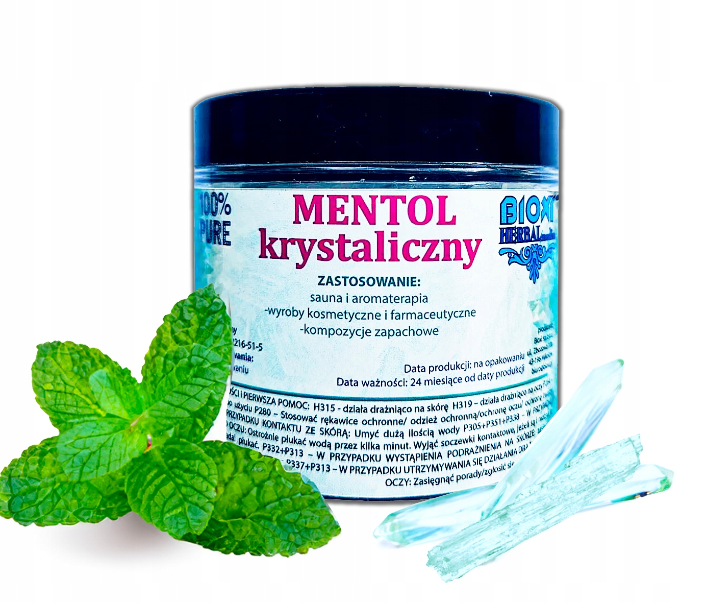 100g MENTOL 100% KRYSTALICZNY SAUNA KRYSZTAŁKI MENTOLOWE AROMATERAPIA BIOXI