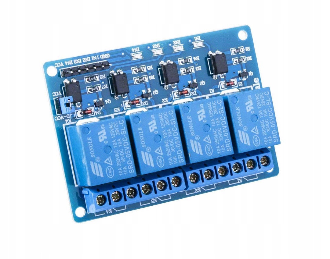 Moduł przekaźnikowy Przekaźnik 5V 10A No/NC/CPOM Low Level Lo - 4-kanałowy