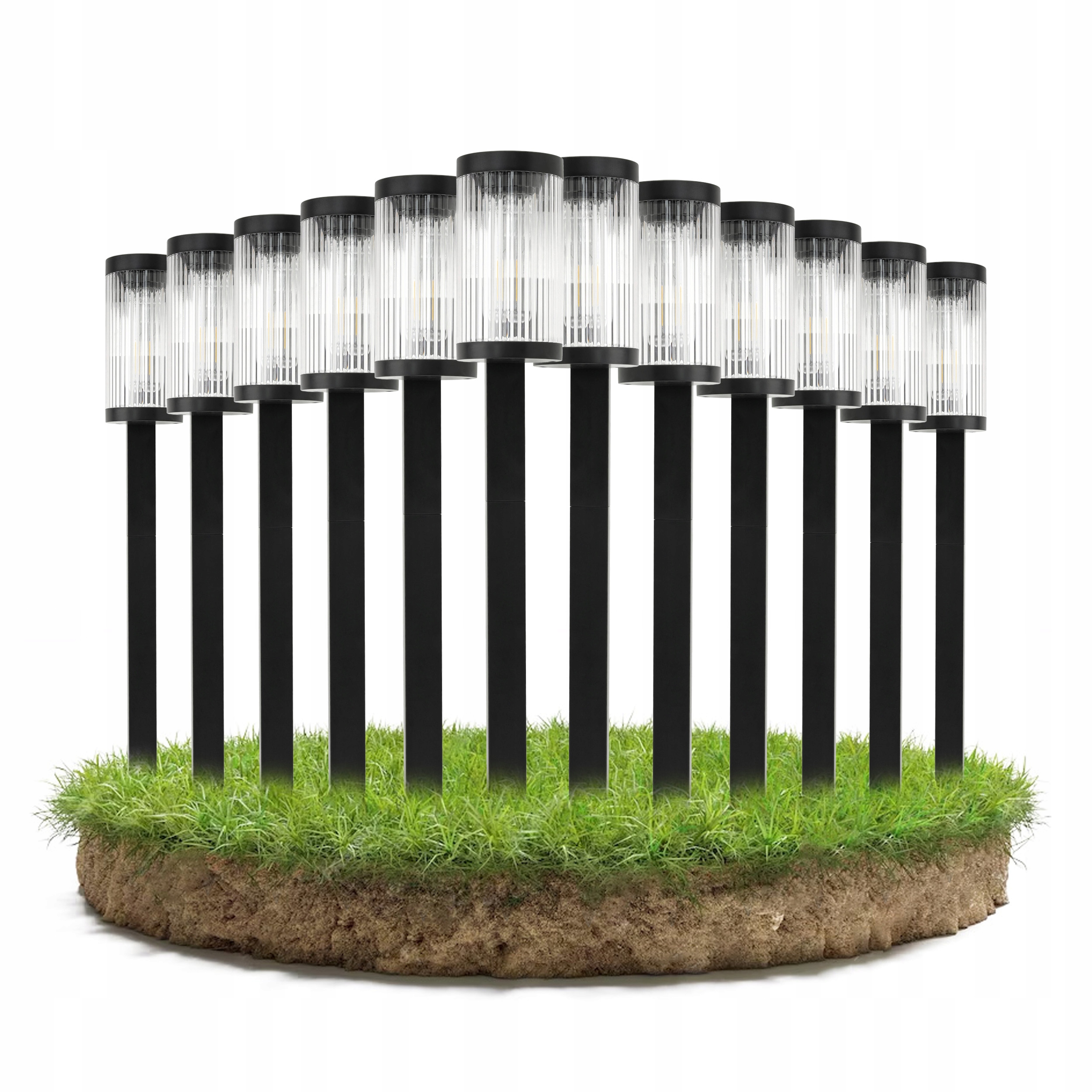 Solárna stojaca záhradná lampa 58 cm Sada silných stĺpikov 8x