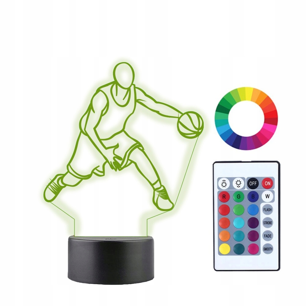 

Lampka Nocna 3D Led Koszykarz Koszykówka Imię