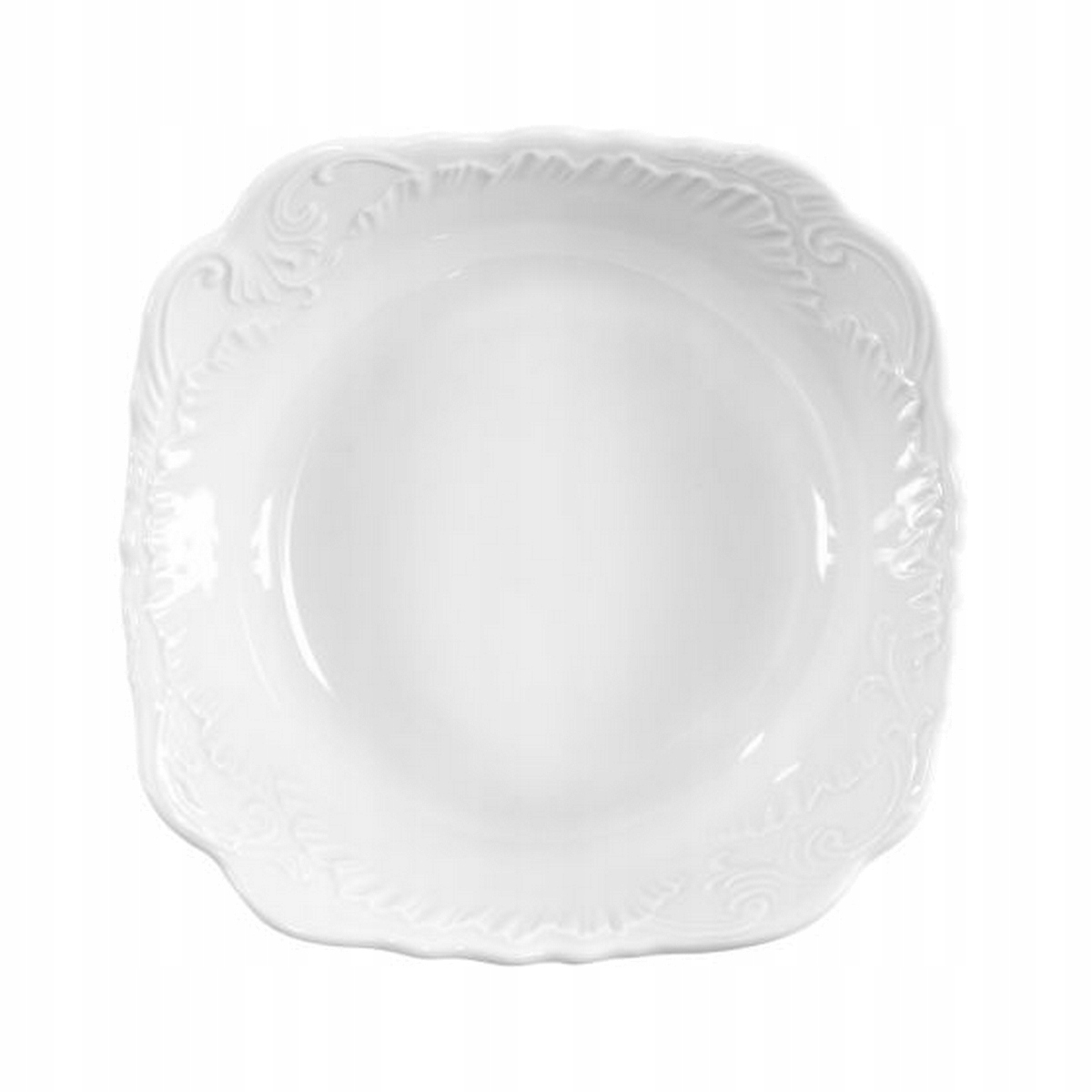 

0001 Salaterka Kwadratowa 14 Biała Rococo Ćmielów